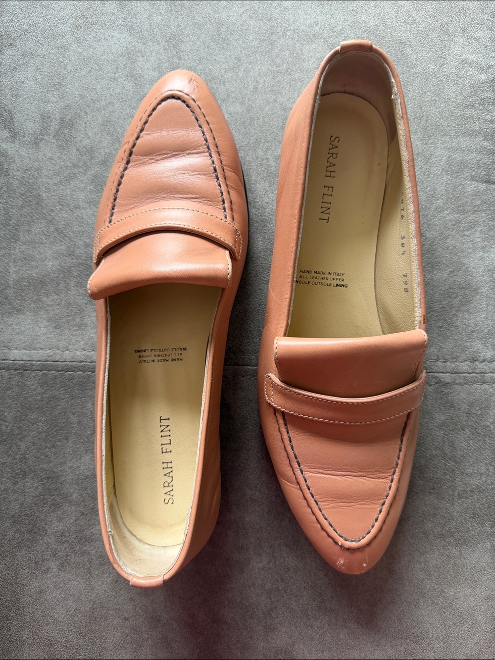 Sarah Flint Terracotta Leather Penny Loafers